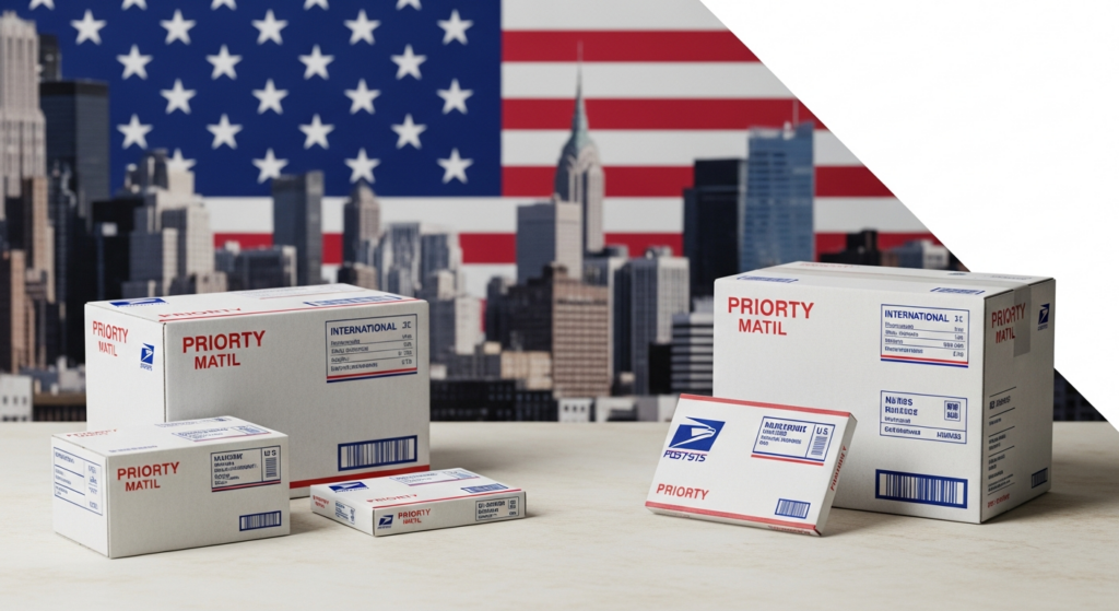 กล่องสินค้านำเข้าจากอเมริกา Back to School พร้อมป้ายสินค้า USPS กรกฎาคม 2026